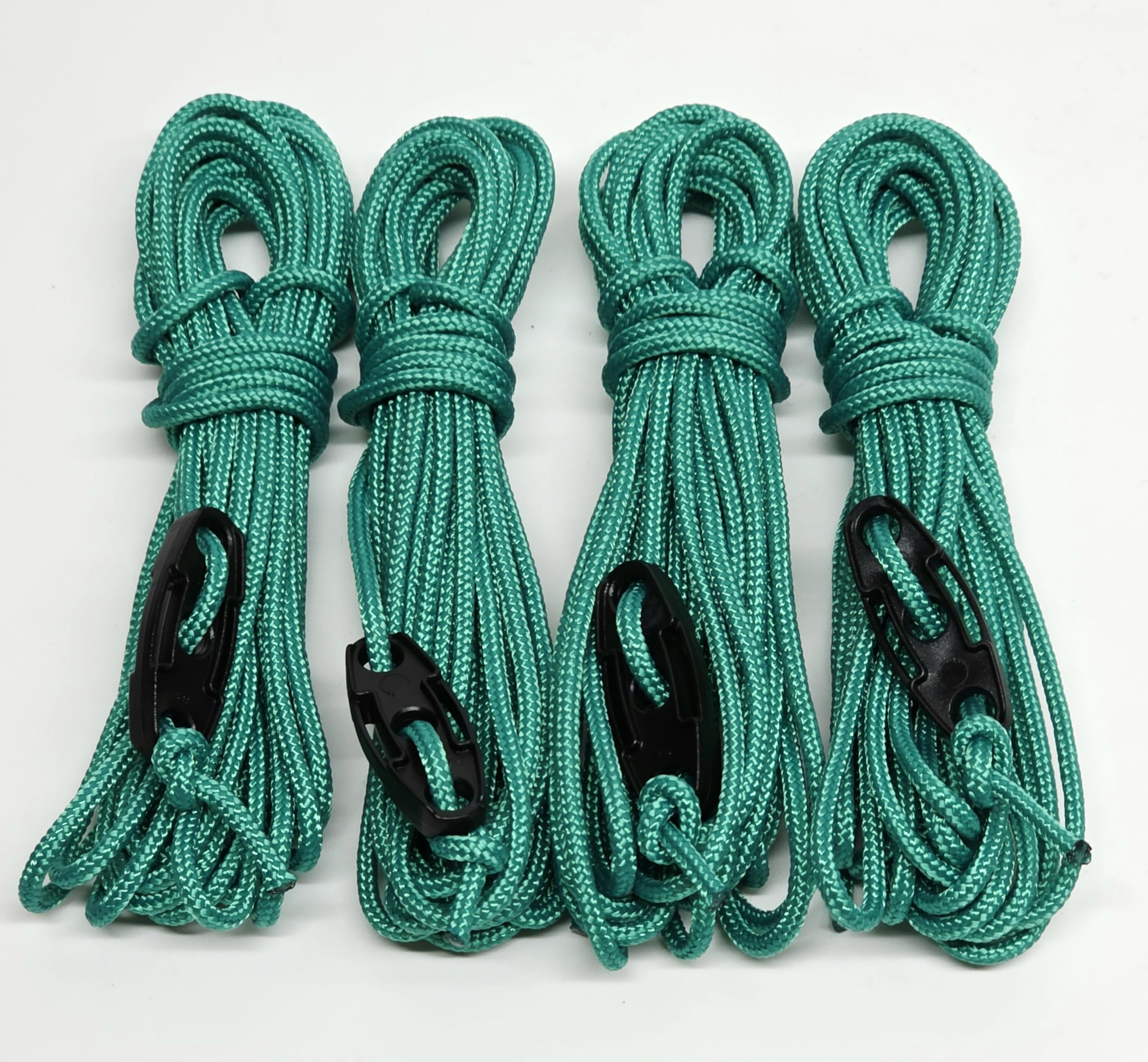 Guy Ropes 3mm 4m Tent Guy Lines Camping Cords Heavy Duty Pack of 4 (Green)