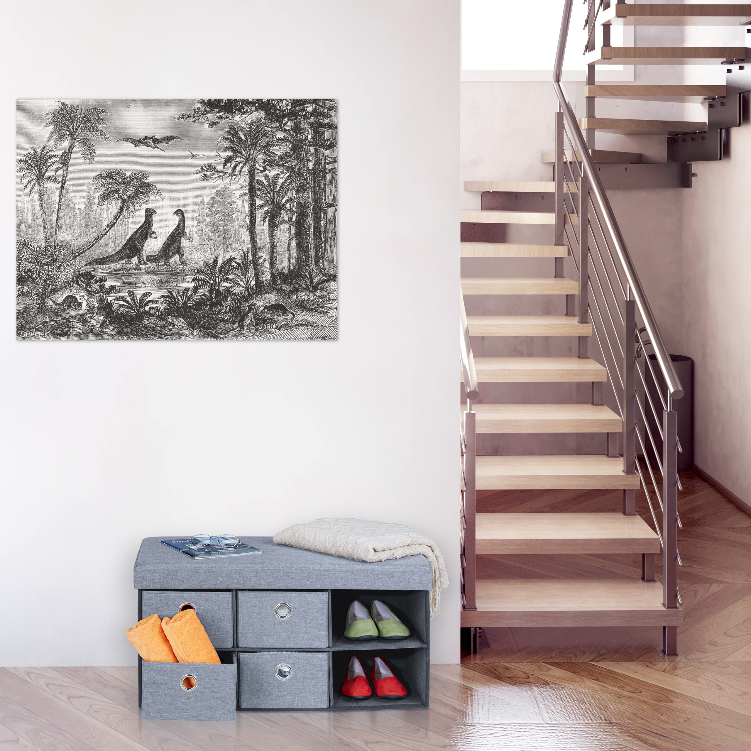 Relaxdays Panca Contenitore con 6 Cassetti, Pieghevole, Ingresso o Camera Letto, HLP: 39x76x38 cm, Porta Giochi, Grigio