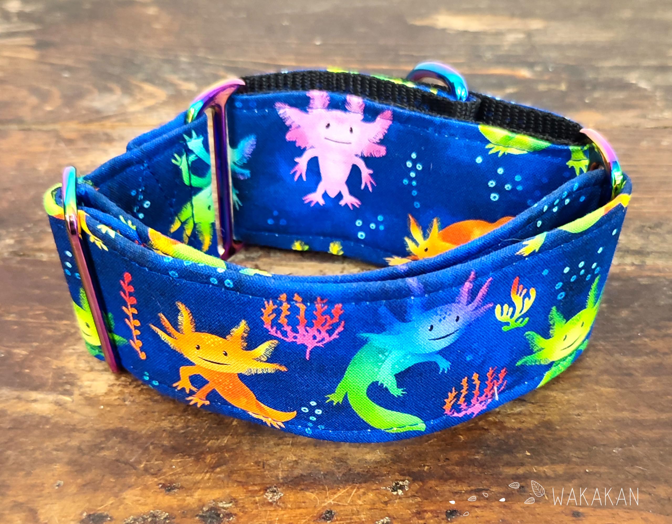 Collar Martingale Para Perro: Axolotl, Hecho a Mano en España por Wakakán