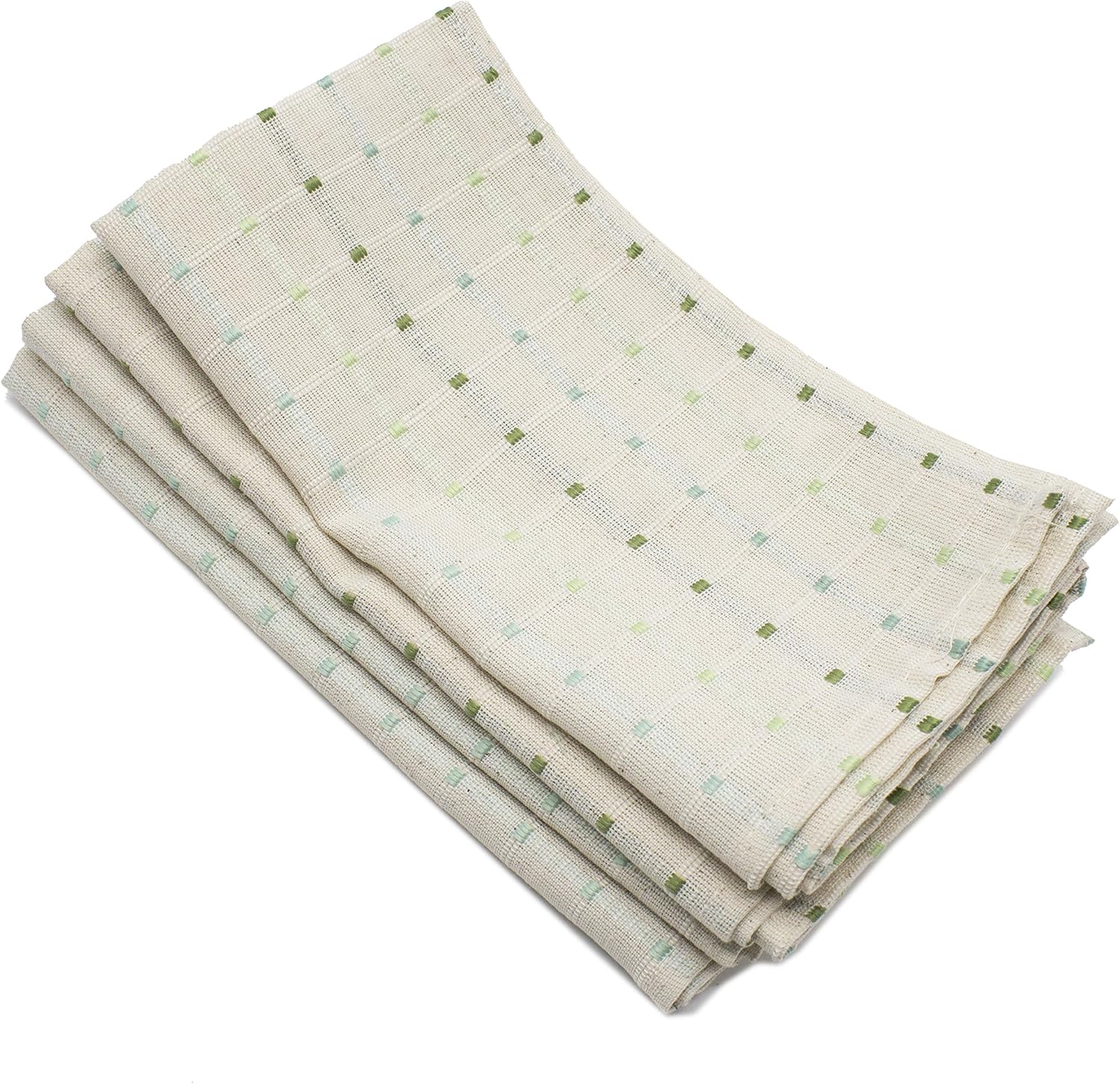 Fennco Styles Modern Stitched Line Table Cloth Napkins 20" W x 20" L,Set of 4 - White Woven Dinner Napkins for Dining Table, Banquet, Family Gathering, Holiday Décor and Special Occasion