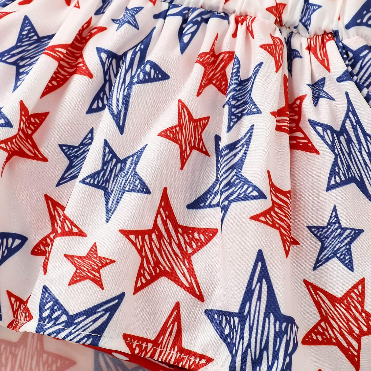 Newborn Baby Girl 4th of July Dress Independence Day Outfit Ruffle Lace Romper Sleeveless Top Star Stripe Skirt Set