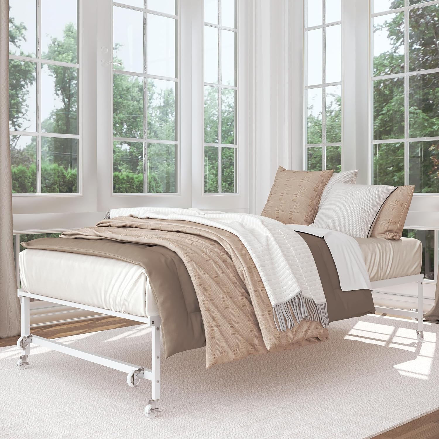 Milliard Roll-Out Trundle Bed with Wheels, Modern Black Frame, Trundle Only (Mattress Sold Separately) (Black)