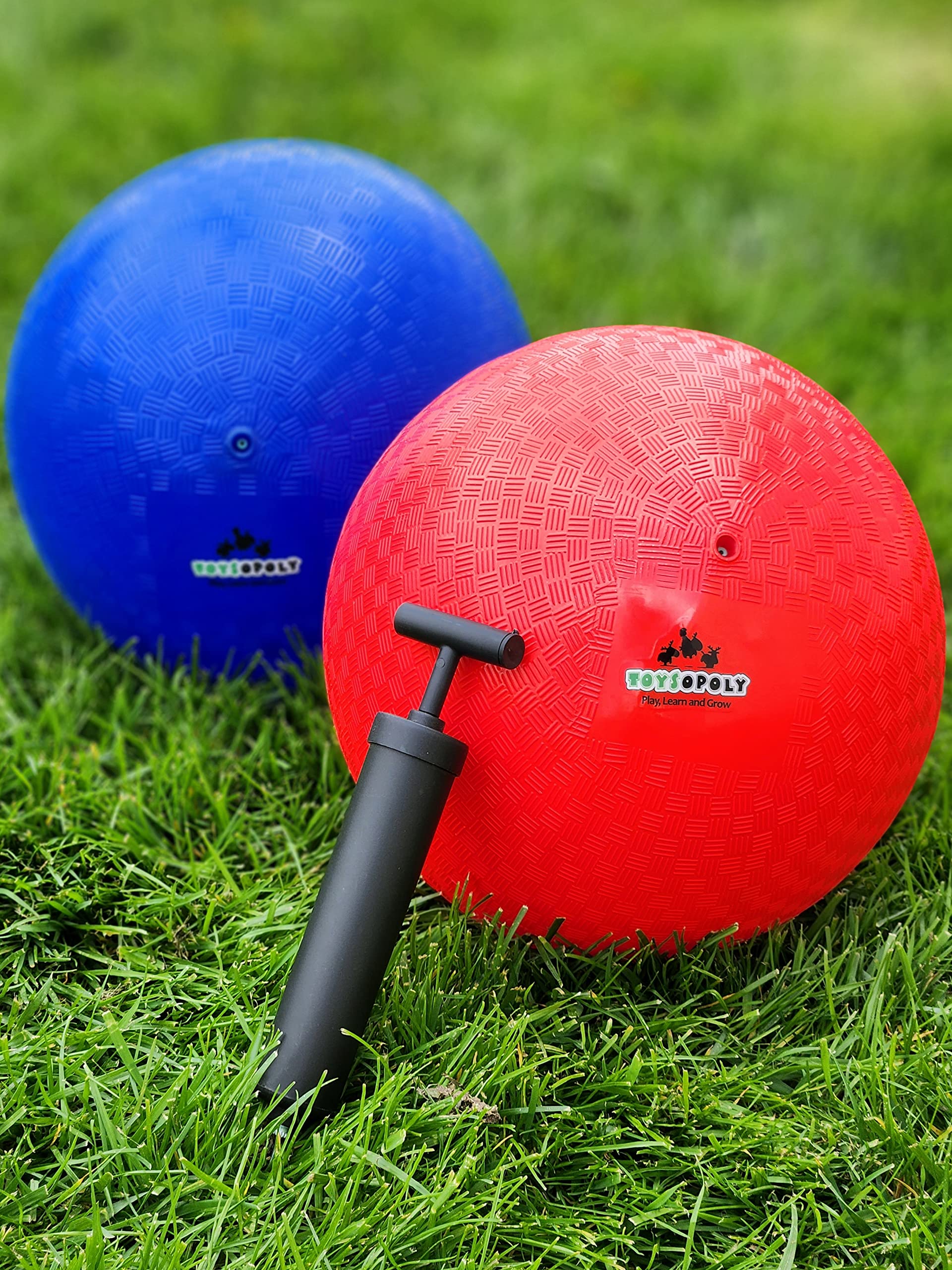 Premium Playground Balls 13 inch (Pack of 2) Best Bouncy Dodge Ball, Handball, Kickball Four Square for Boys Girls Adults. Exercise Yoga Balls Workout Therapy Fitness Pilates Balance + Pump