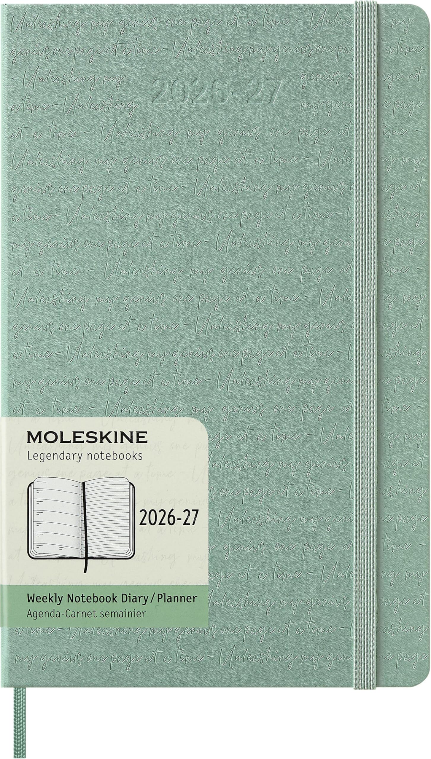 Moleskine 18 Monate Wochen Notizkalender 2026/2027, L/A5, 1 Wo = 1 Seite, rechts linierte Seite, fester Einband, Salbeigrün