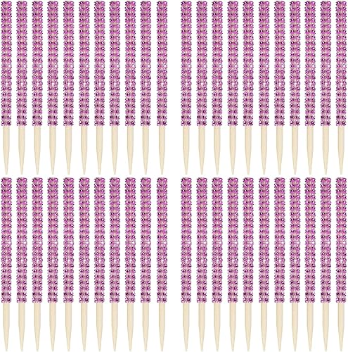 Miniatura 7 de BetterJonny - 36 palitos de manzana con forma de caramelo, 5.9 pulgadas, palitos de bambú con diamantes de imitación de caramelo, manzana, palitos