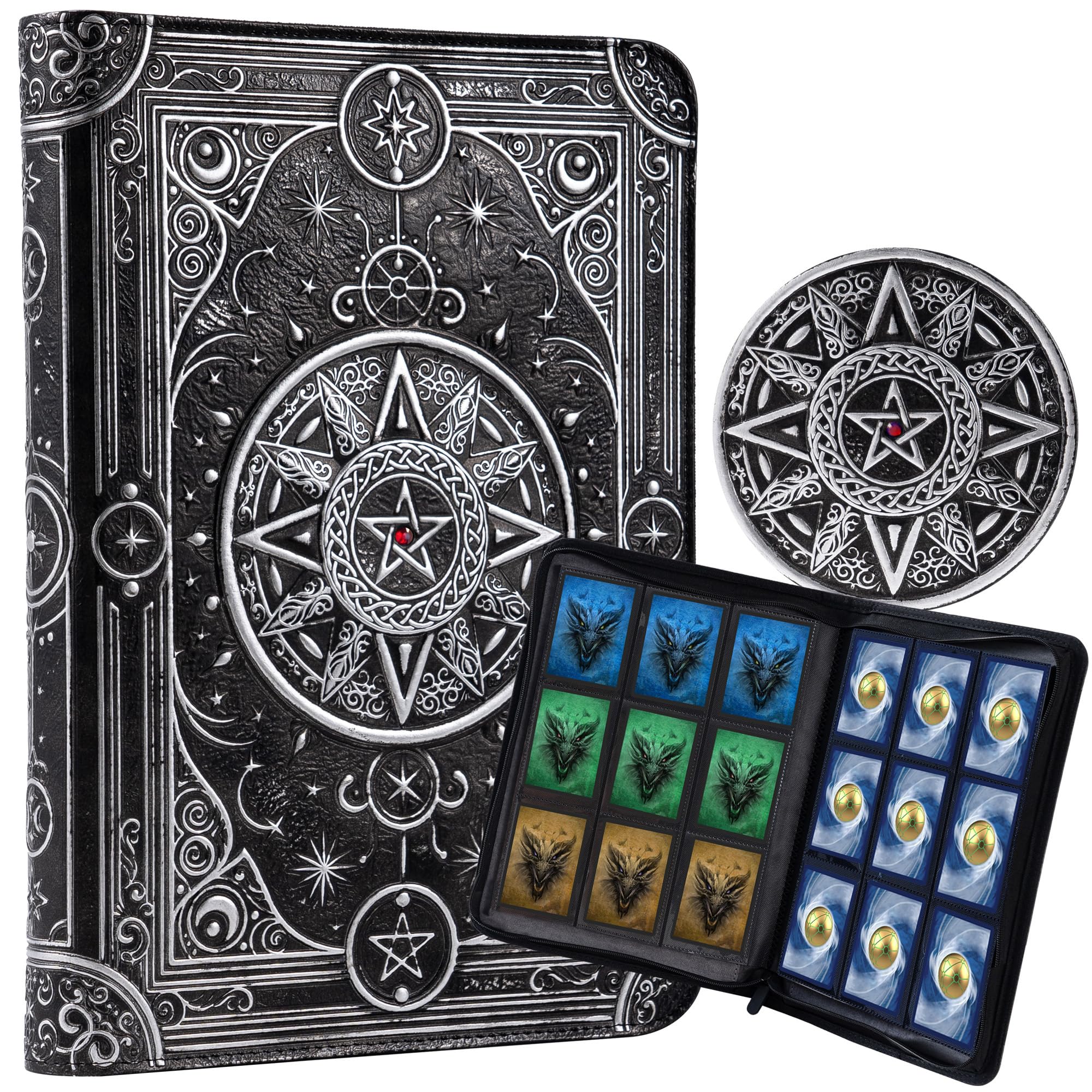 Star Mage Trading Card Binder - 9 Pocket Ringless TCG Binder - Premium 3D PU-Leather - 432 Side-Loading Pockets - Perfect Storage Holder for MTG, and Many TCG & Trading Card Collections (Red Jewel) โ image 1