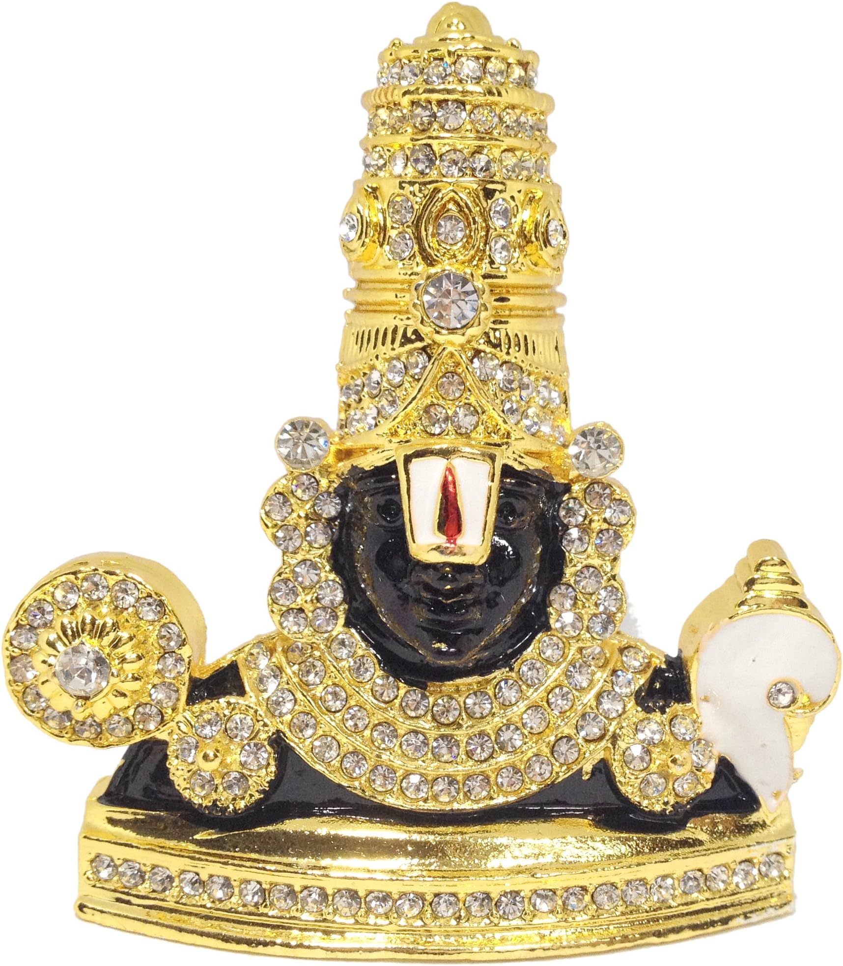Discount4product Lord Balaji with Shankh and Sudarshan Chakra Car Dashboard Idol (Multicolour) Metal
