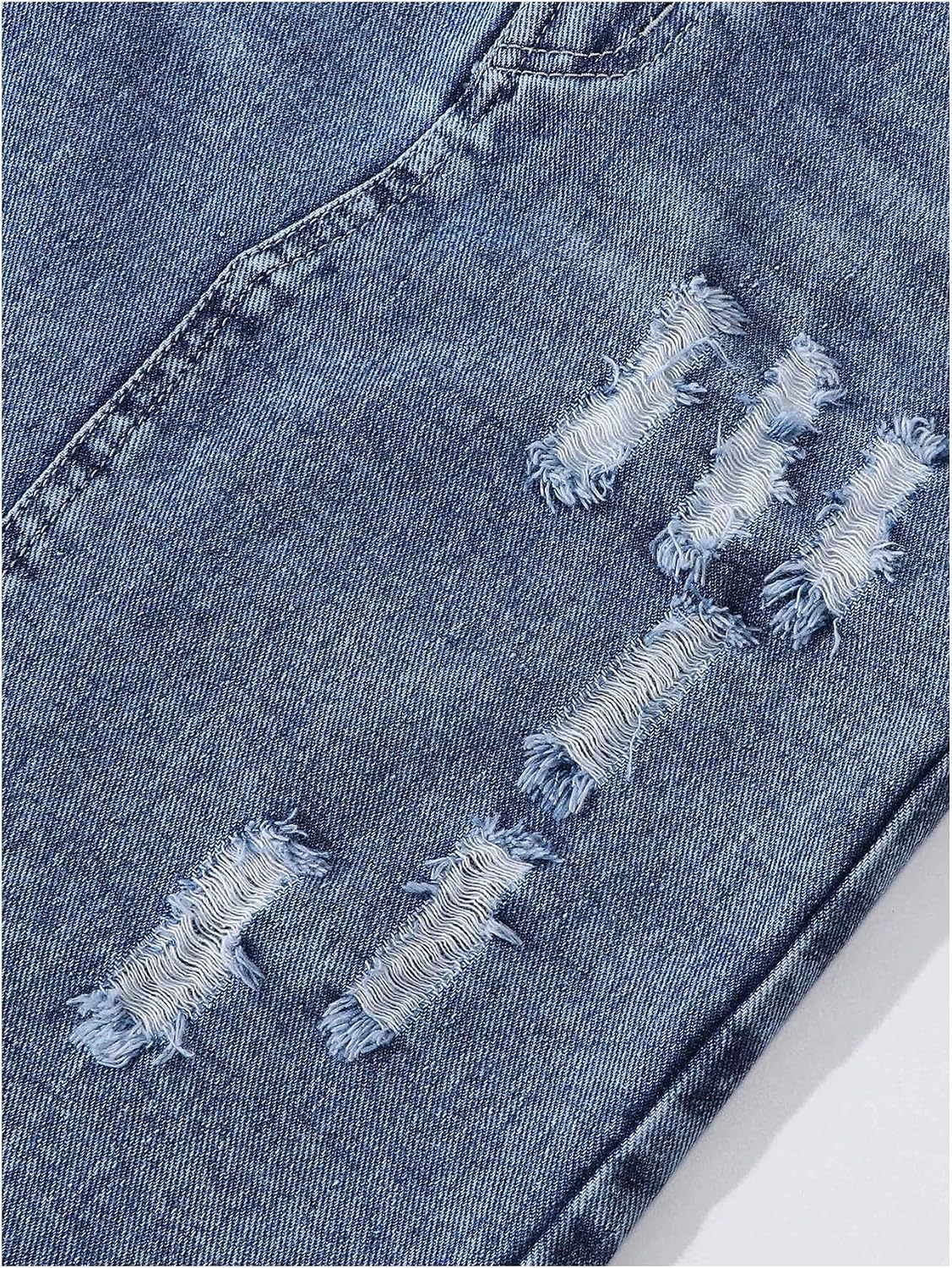 GORGLITTER Girl's Jean Skirts Raw Trim Ripped Denim Midi Skirt Kids Asymmetrical Hem Long Skirts with Pockets