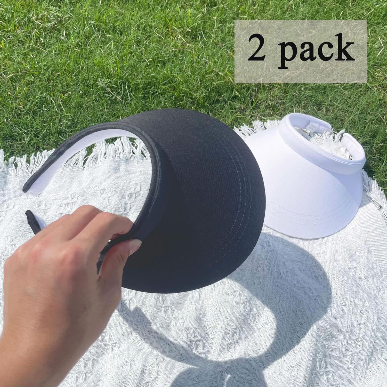 2 Pack Sun Visors Women Wide Brim Clip on Summer Hats Adjustable UV Protection - Image 5