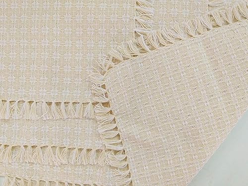 Miniatura 2 de Juego de 6 servilletas de tela con flecos de tejido naturalmarfil, servilletas 100% algodón, tamaño 20 x 20 pulgadas, adecuado para comidas