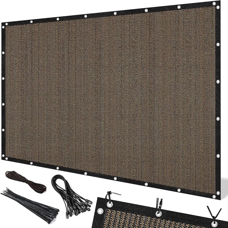 Paño para sombra de sol 90%, toldo para pérgola de 10 x 12 pies con ojales, lona de tela para protección solar para patio, exterior, jardín, patio trasero, moca