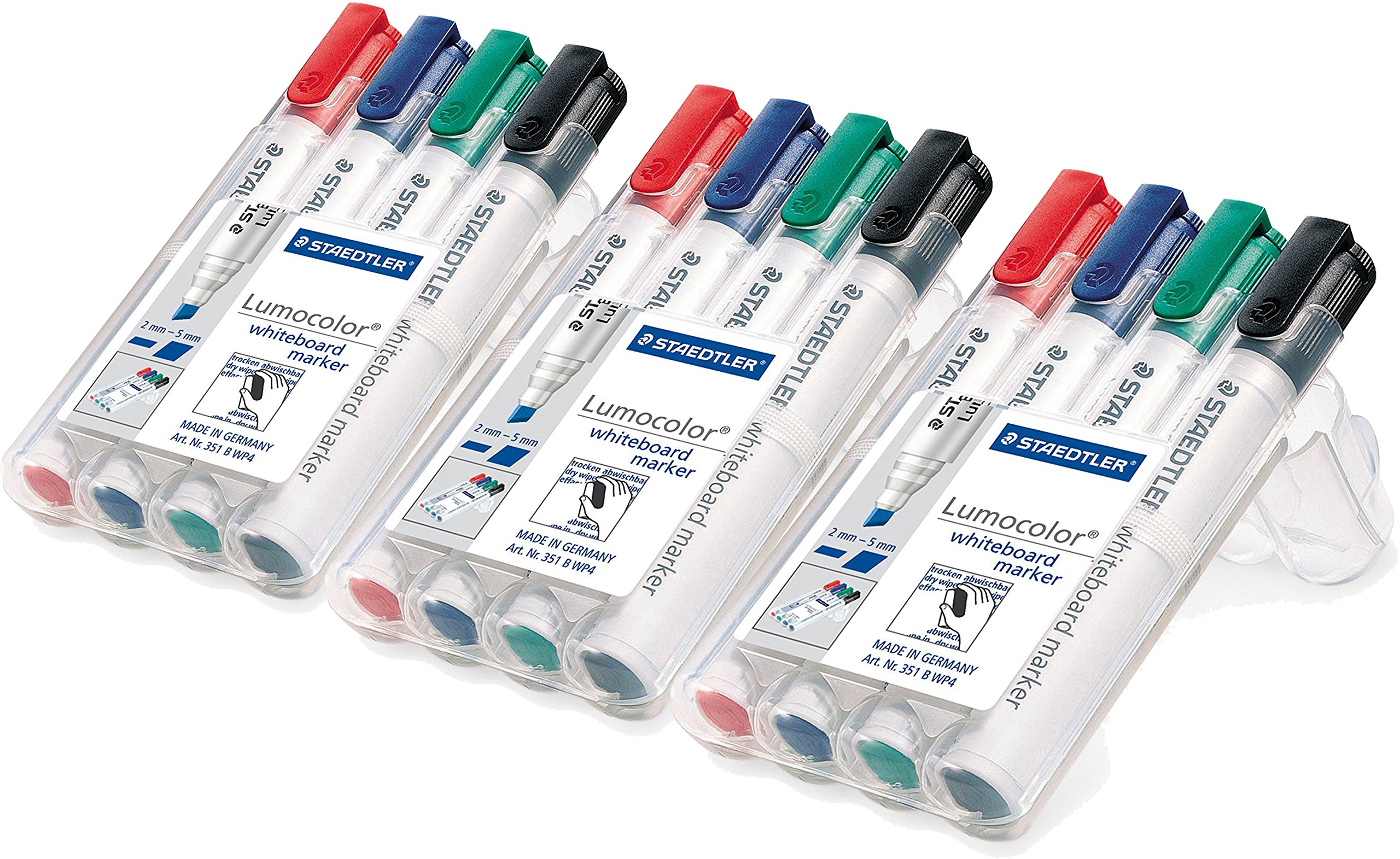 Rotulador para pizarra Staedtler 351 B WP4, caja Staedtler con 4 colores, Whiteboardmarker, multicolor, 1