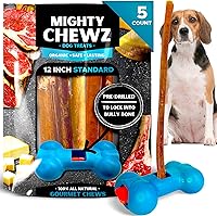 Vista 10 de Palitos de carne de 7 pulgadas de grosor (paquete de 10) con dispositivo de seguridad Bully Stick, sin asfixia, palitos de Pizzle totalmente