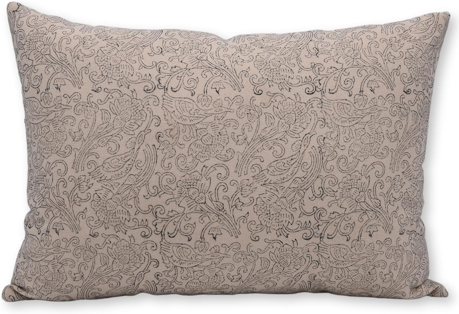 Handmade Block Print 22X22 Duck Canvas Throw Pillowcase Cushion Cover for Sofa Couch, Bed, Fall Decoration, Home Décor, Garden, Outdoor, Farmhouse, Living Room, Sanganeri Jaal, Light Black