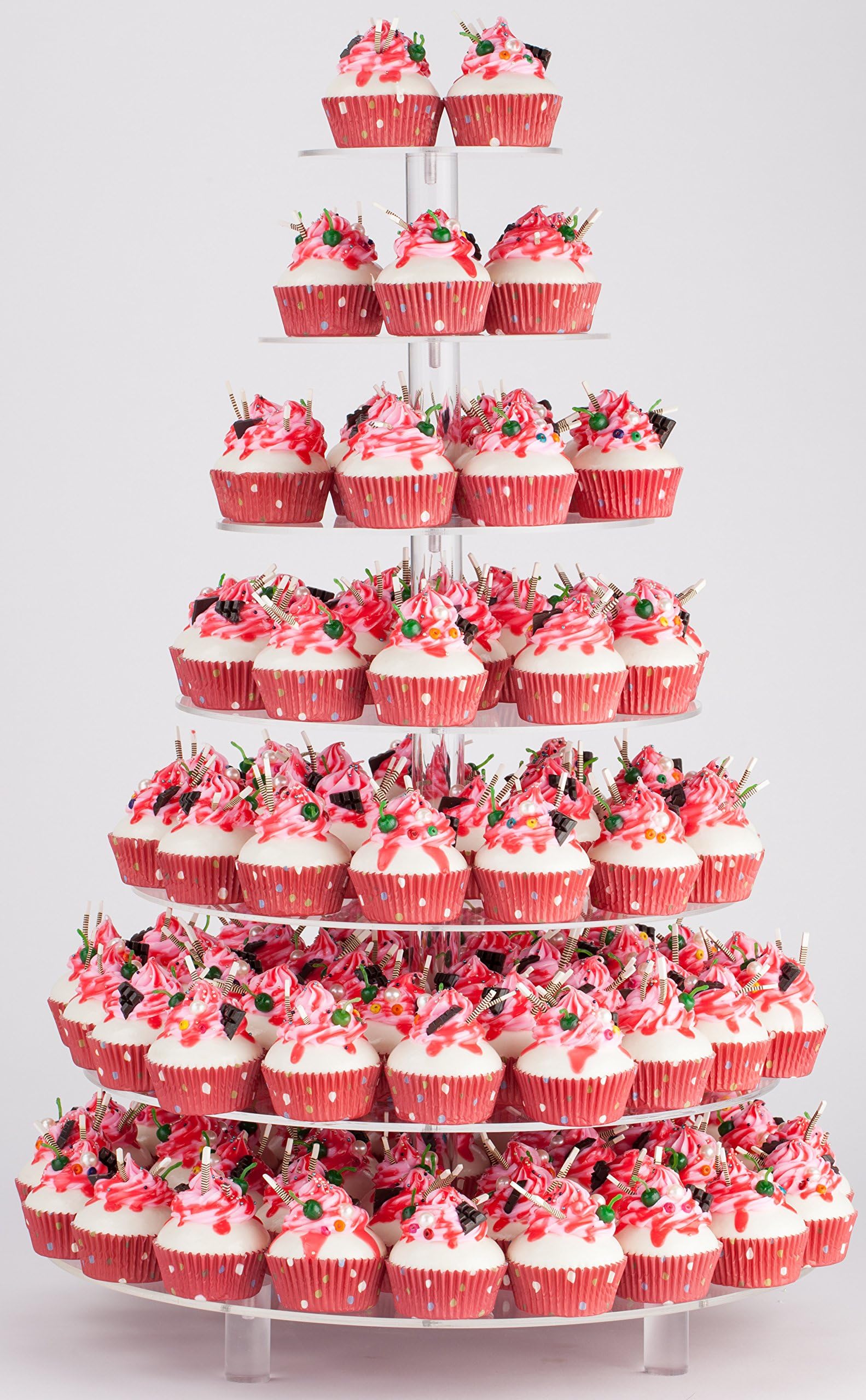 Large Cupcake Stand, 7 Tier Cupcake Tower Tree, Round Cupcake Display Stand, Tiered Cupcake Holder for Party,Clear Dessert Stand for Wedding