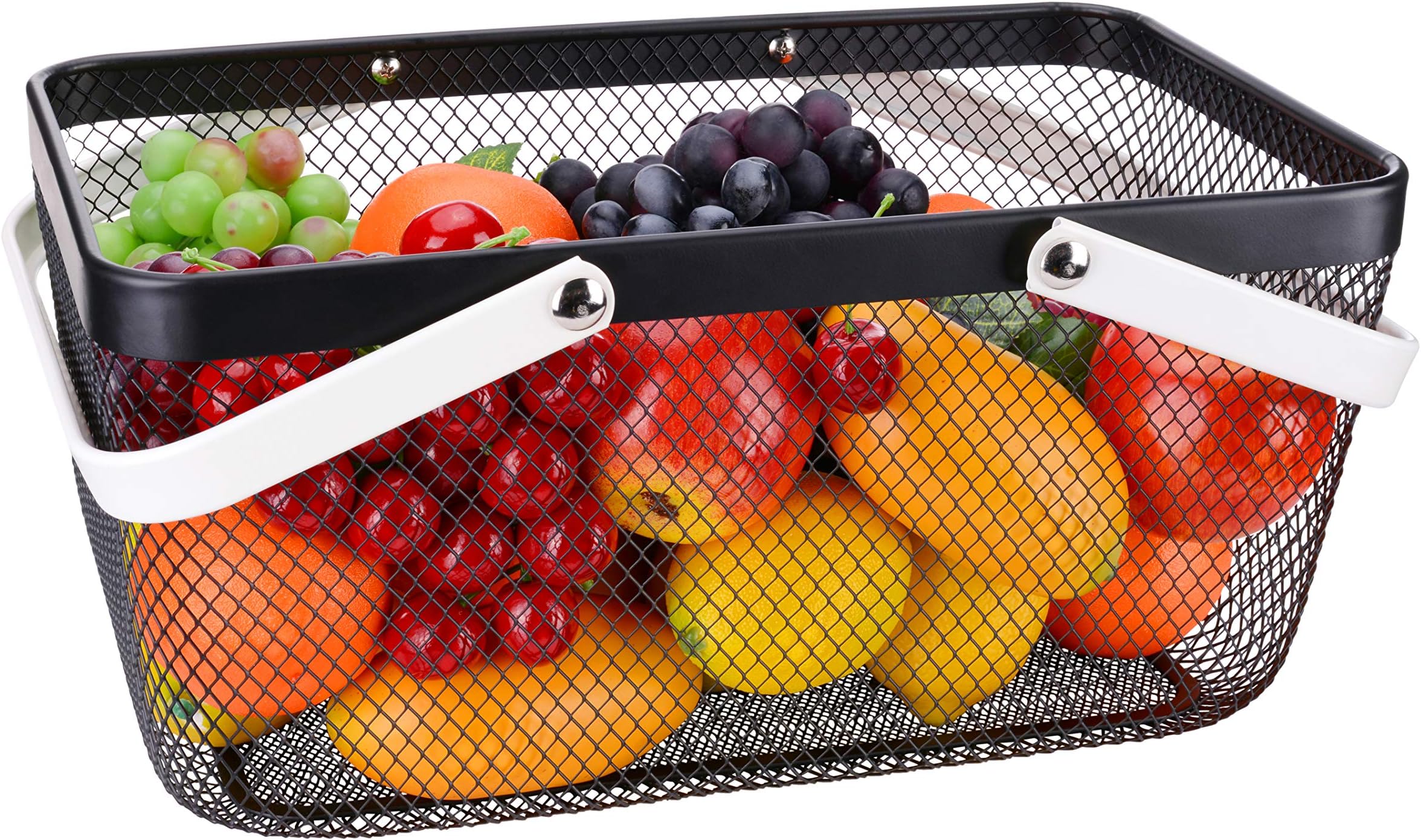 IBERGMetal Wire Basket with Handles Multi-functional Hanging Basket - Solutions for Kitchen, Garden and More (Black)