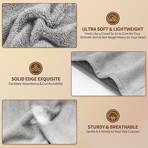 Miniatura 9 de NEXCOVER Toalla de microfibra para el cabello, paquete de 2 unidades (color blanco) turbantes de pelo de 9.8 pulgadas x 25.5 pulgadas, ultra