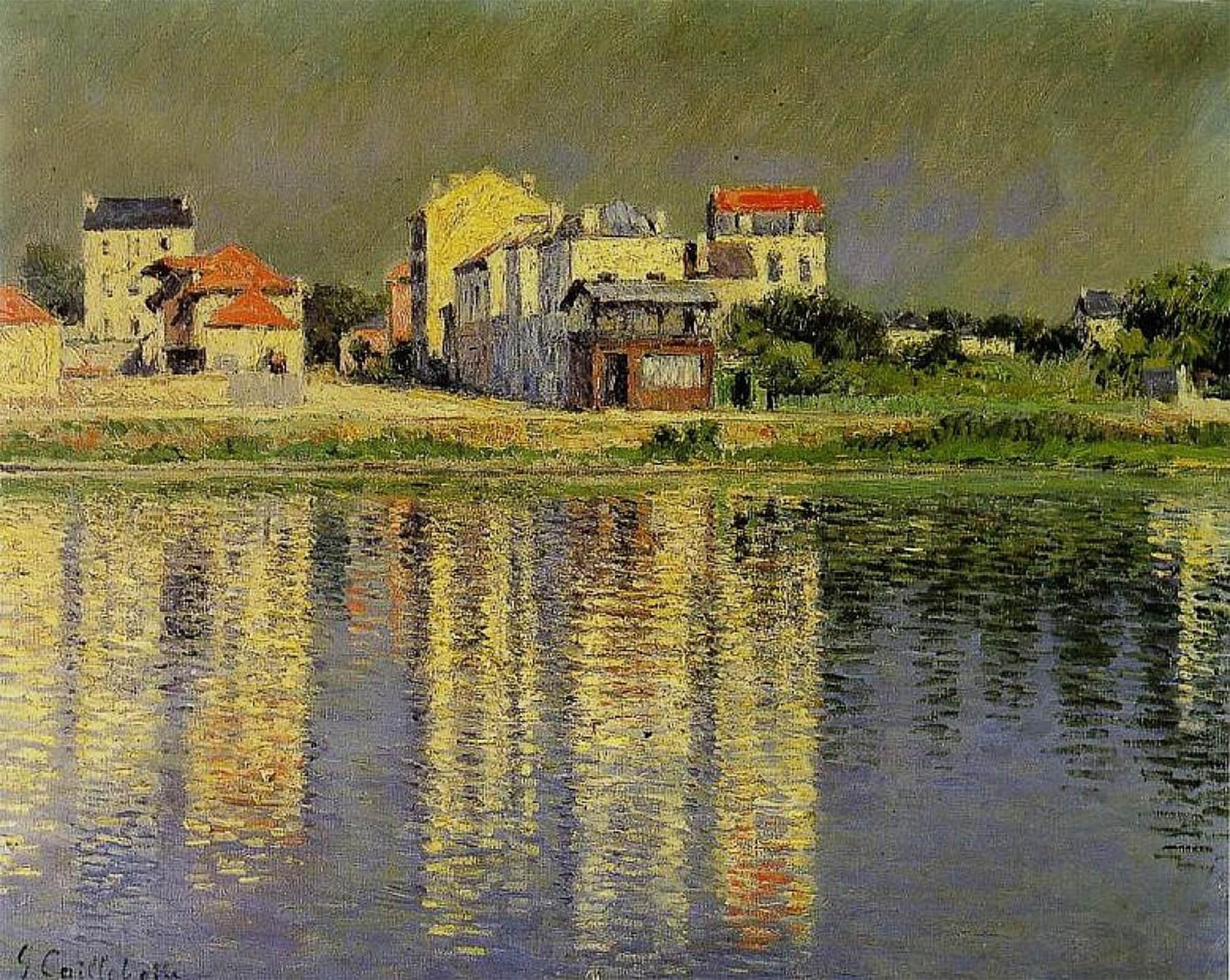 POSTERIIk Famous Modern Artwork Art Mural Bords of the Seine by Gustave Caillebotte Oil Paintings Pictures for Home Decor 60x90cm