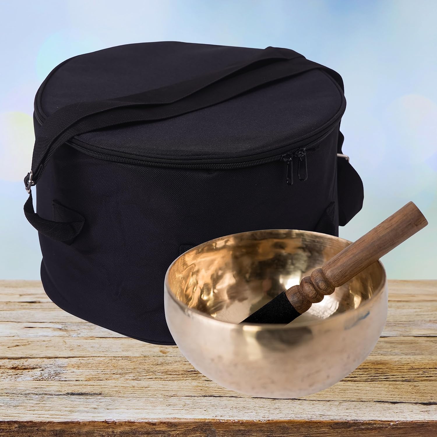 Singing Bowl Carry Case - 12 inch Black Padded Singing Bowl Bag, Sound Bowl Carrier/Crystal Bowl Bag for Storage and Transport - comes with Adjustable Unisex Chakra Bracelet