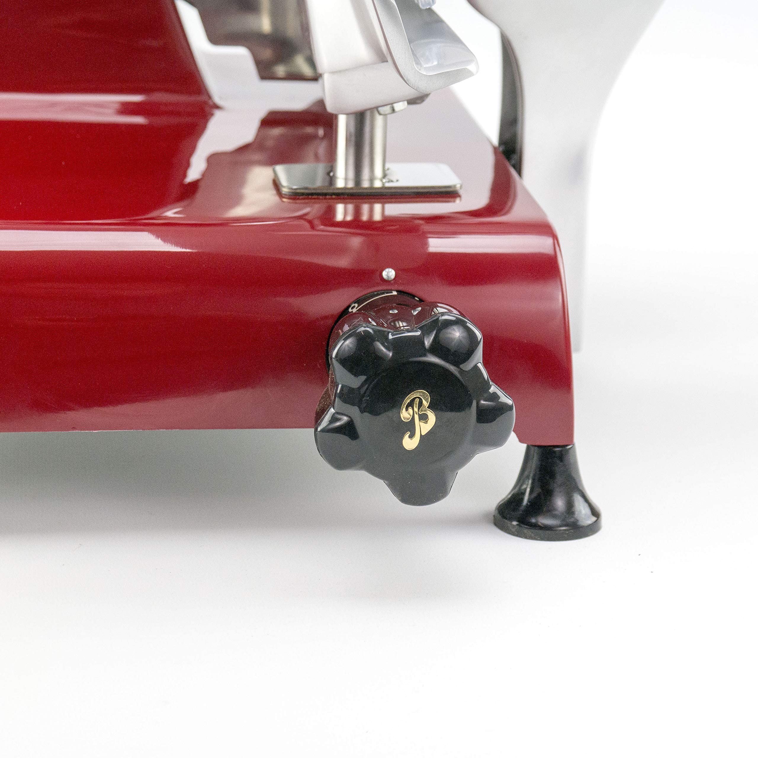 Palatina Werkstatt, Berkel Red Line 250- Affettatrice professionale con lama da 250 mm, colore: Rosso + 34x21 Barrel tavola di legno
