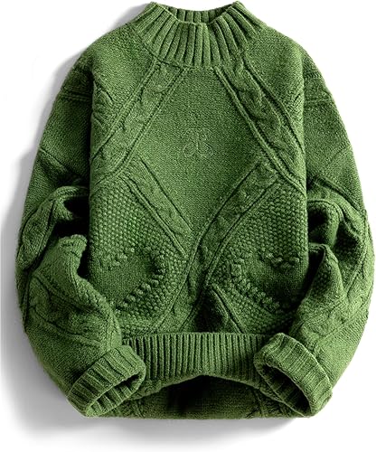 Aelfric Eden Suéter de punto trenzado de gran tamaño para mujer, cuello alto, manga larga, suéter de punto 2025