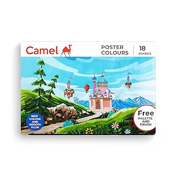 Camlin Kokuyo Pack of 18 shade bottles 10ml each, 1 palette, 1 brush