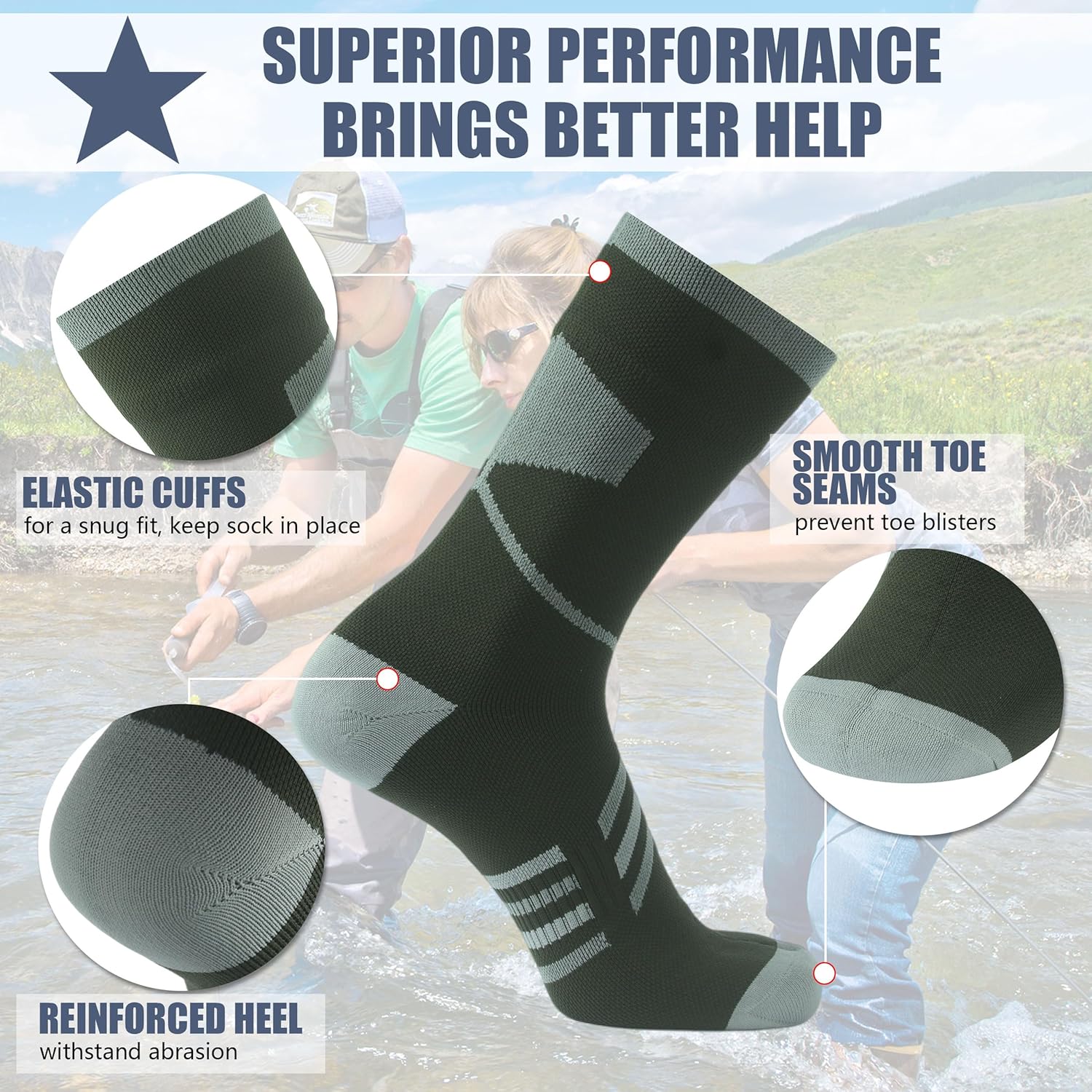 Waterproof Socks Neoprene Unisex Warm Breathable Outdoor Sports Hiking Fishing Wading Crew/Ankle Socks - Image 5