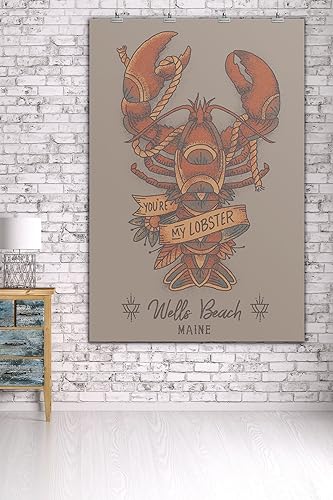 Miniatura 3 de Wells Beach, Maine, You're my Lobster, Lobster Tattoo (36 x 54 pulgadas, póster de viaje para decoración de pared)