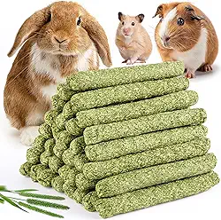 Sofier 40 peças de palitos de feno Timothy para coelho, porquinho-da-índia, hamster - petiscos naturais e mastigáveis para dentes - chinchila, rato, gerbil