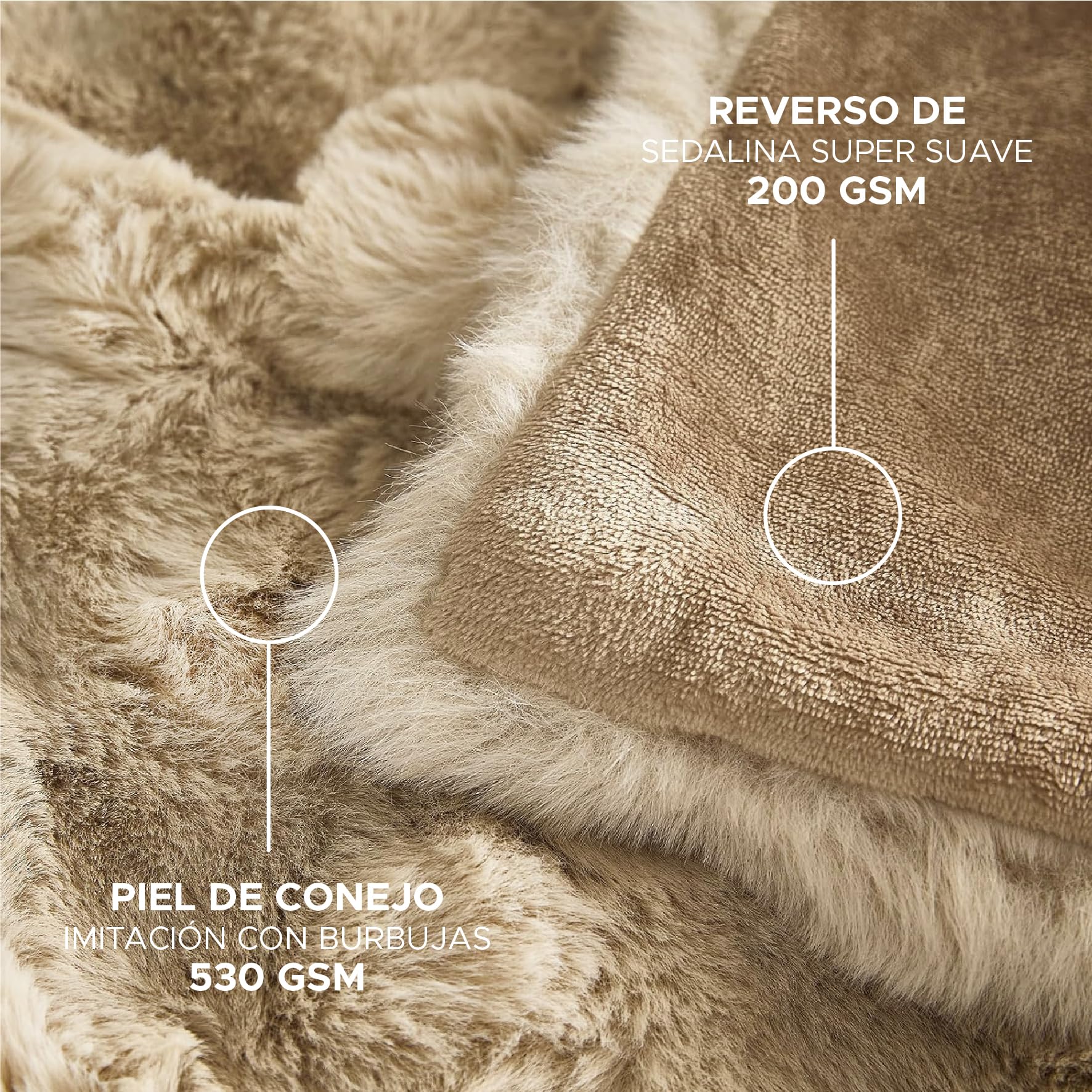 Victorio & Lucchino V&L Manta Imitación Piel De Conejo con Burbujas Jaspeadas. Super Suave, Cálida y Gruesa con Reverso De Sedalina (VL-80527) (Capuccino, 160x220cm)
