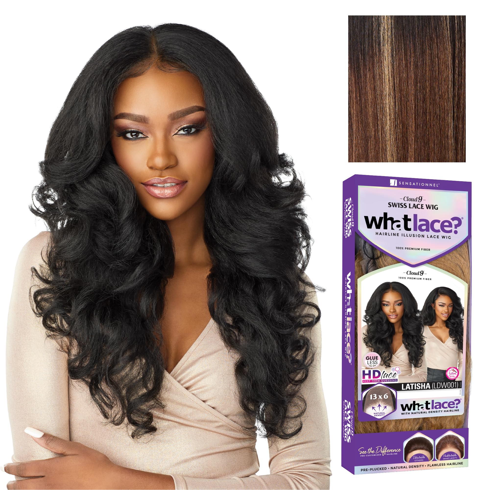 Sensationnel What Lace 13x6 Wig-Latisha BALAYAGECARAMEL | Lace Front Hand-Tied Synthetic Natural Density Pre-Plucked Hairline Glueless product thumbnail 2