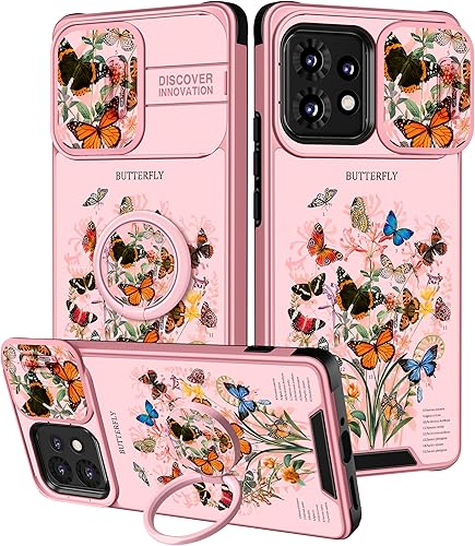 Funda 2 en 1 para Motorola Edge Plus 2023 con diseño de mariposas para mujer, diseño estético flotante con diseño de mariposas femeninas con
