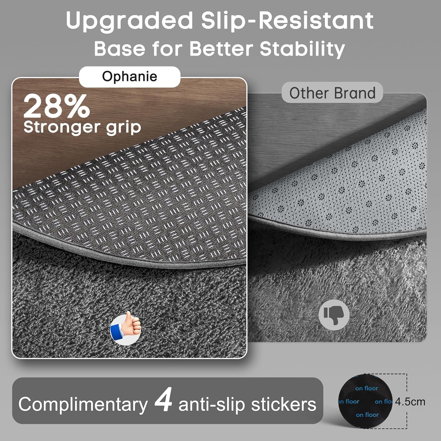 Ophanie Round Rug Medium Grey Circle Area Rugs, Fluffy Fuzzy Bedroom Carpet  Plush Shag Indoor Floor Gray Living Room Christmas Circular Aesthetic Decor for Kids Teen Boys Baby,Nursery, Classroom