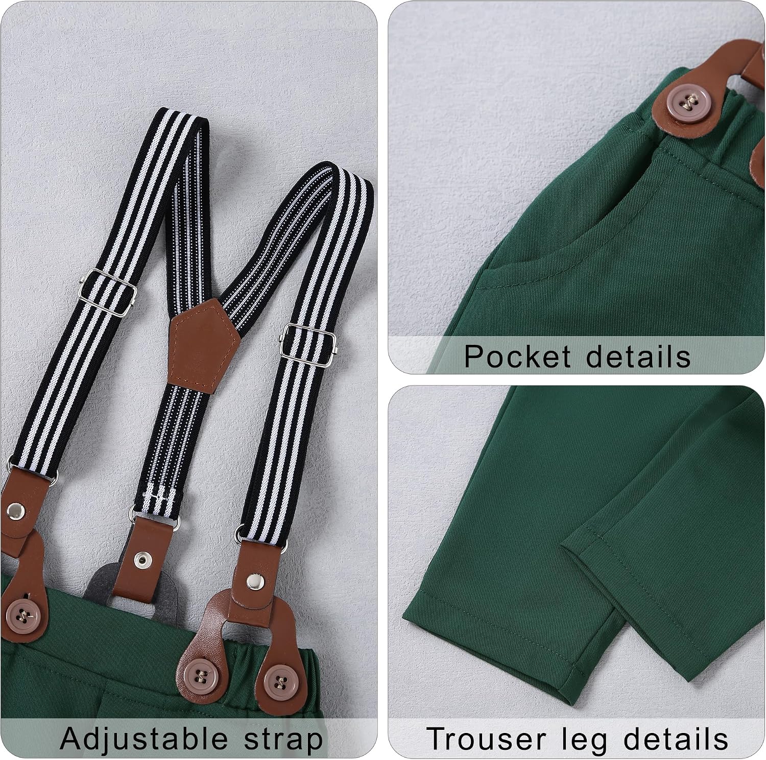 ZOEREA Baby Boy Suit Gentleman Outfit Clothes Infant Tuxedo Short Sleeve Dress Shirt+Suspender Pants+Bowtie+Hat 0-18M