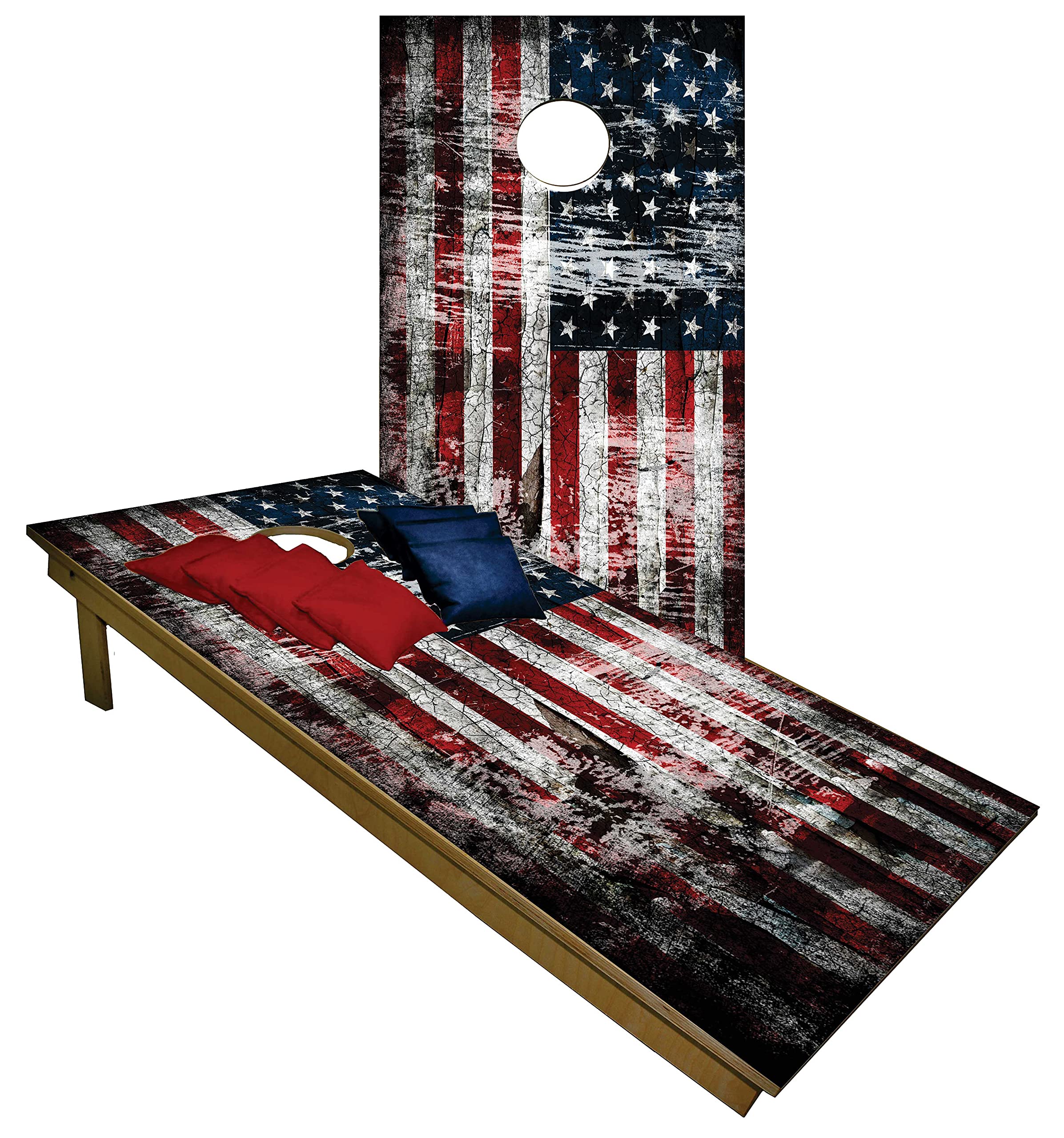 Premium Cornhole Set - American Polish Flag Tailgate Cornhole Boards w Set of 8 Cornhole Bags!812