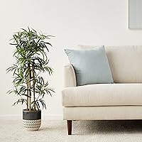 Vista 4 de Yaxa Basics Artificial Fake Bamboo Plant with Plastic Planter Pot, 39.4", Green