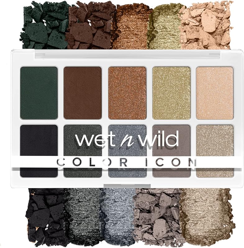 wet n wild Color Icon 10-Pan Eyeshadow Makeup Palette, Blue Lights Off, Long Lasting, Shimmer, Metallic, Glittery, Matte, Rich Smooth Pigment, Cruelty Free