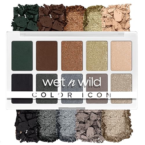 Wet n Wild Color Icon Paleta de maquillaje de sombra de ojos de 10 bandejas, luces azules apagadas, de larga duración, brillante, metálico,