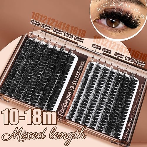 Miniatura 3 de Focipeysa Extensiones de pestañas gruesas 100D + 200D, extensiones de pestañas de volumen esponjosas, 0.394-0.709 in, rizado D mixto, 280
