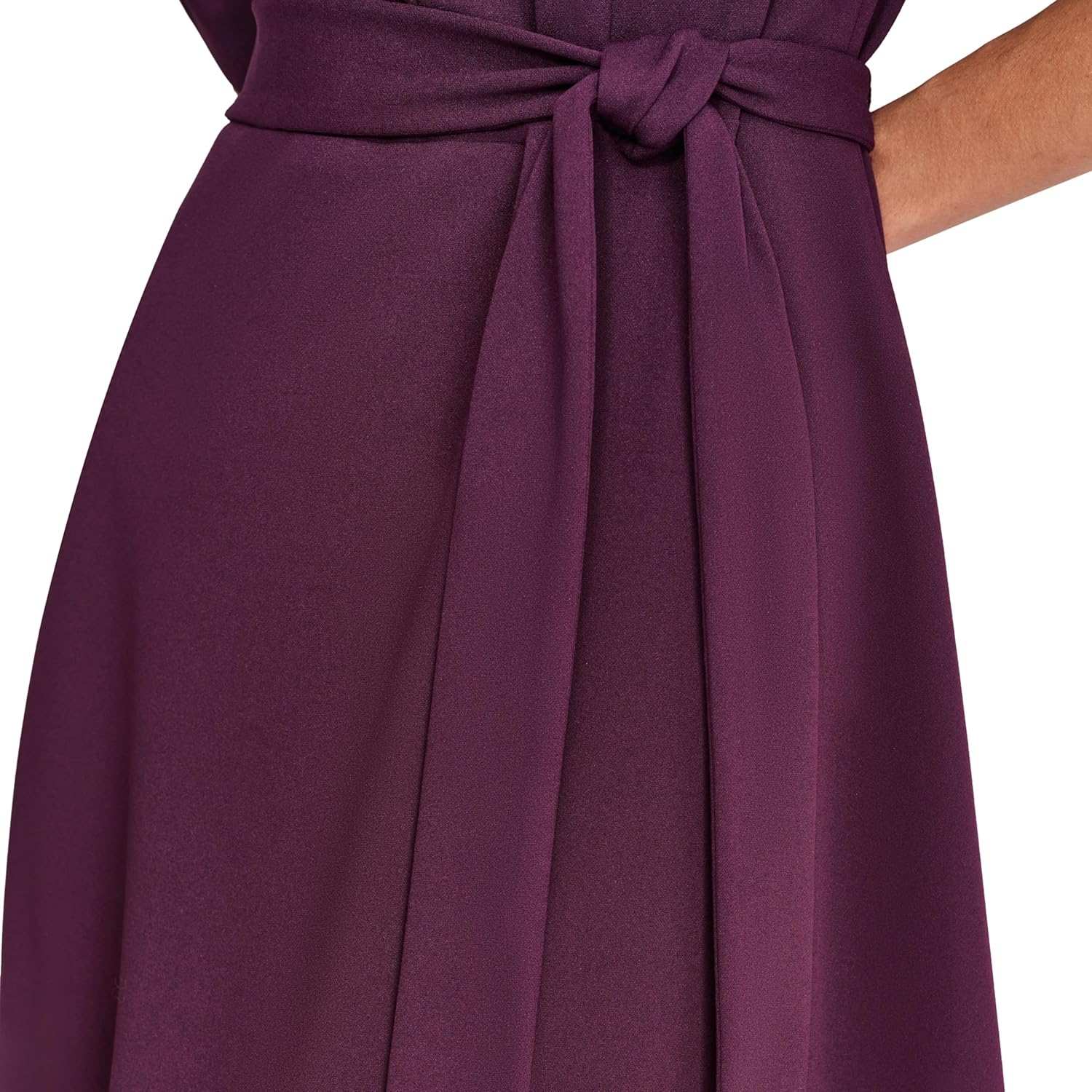 DKNY Womens Short Ruched Sleeve Jewel Neck Midi Dress with Removable Belt - Image 6