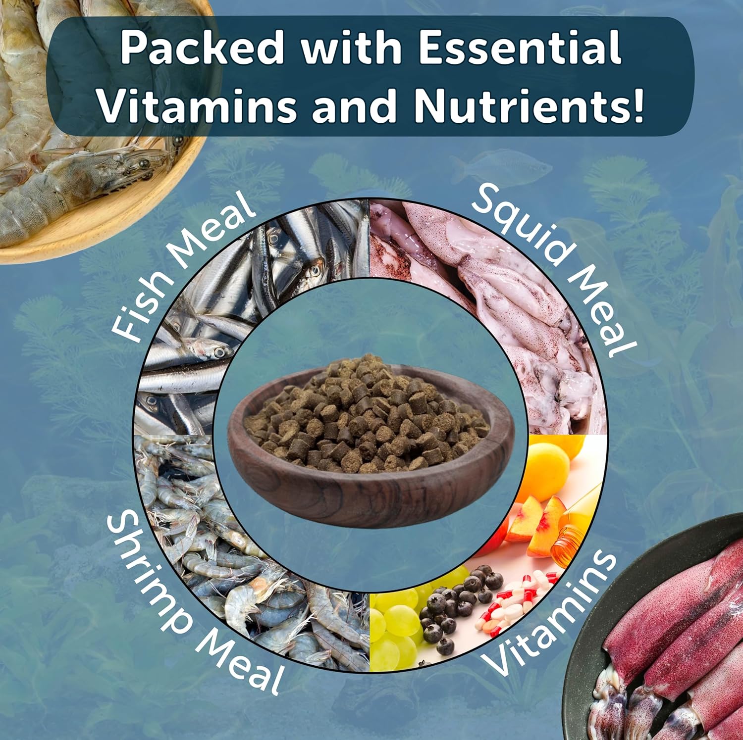 Aquatic Foods Inc. 1/4" Soft Moist Sinking Salmon Pellets for Adult Axolotls, Shrimp, Snails, Crabs, Small Amphibians, Bottom Tropical Fish..5-lb Lg Jar