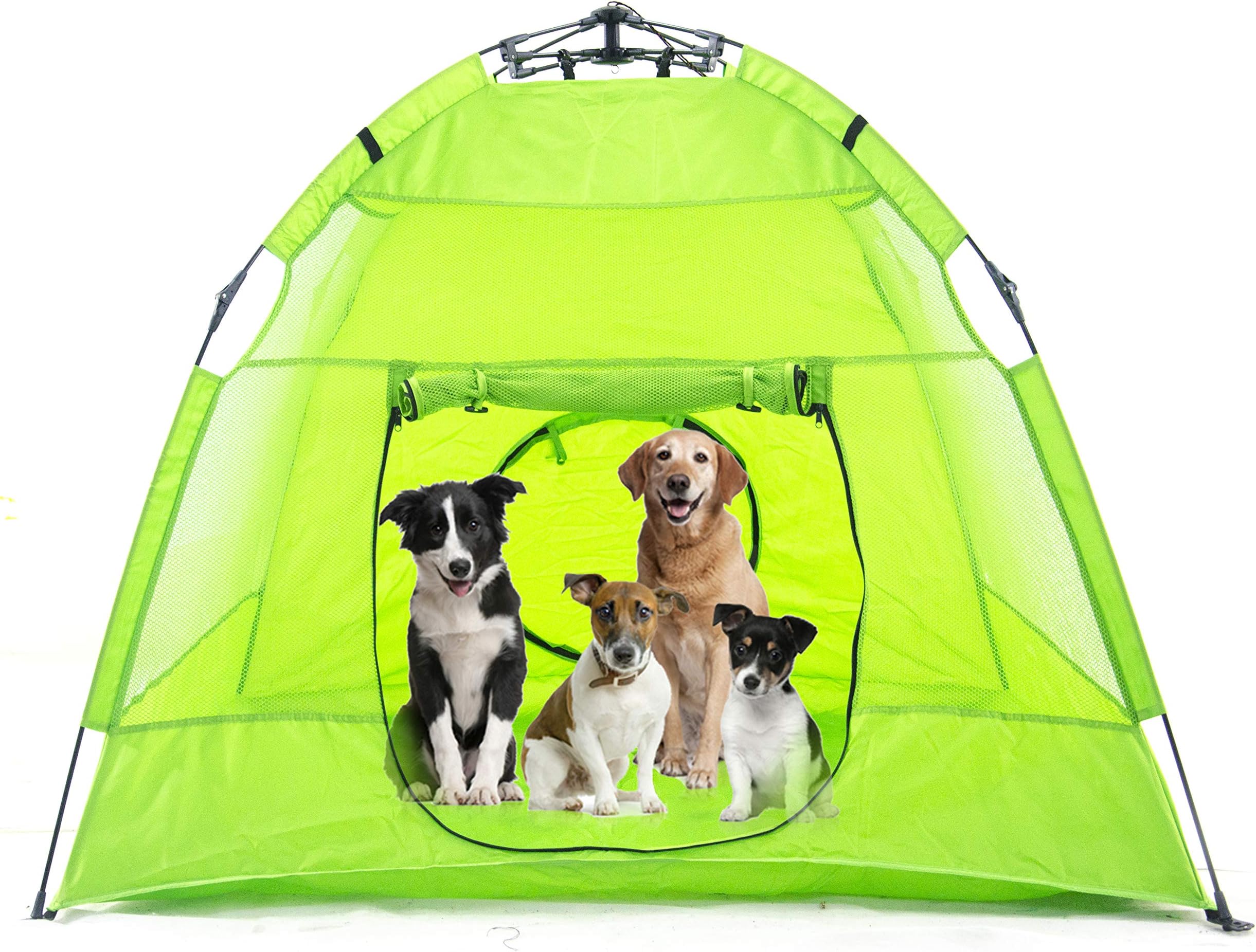 porayhut Portable Outdoor Pet Tent for Dogs, Foldable Outdoor Cat Cage Pet Bed Instant Habitat Net with Two Entrance Air Ventilate Mesh Fabric