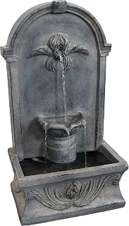 Sunnydaze 28.5" French-Inspired GFRC Outdoor Water Fountain - Flat Back Freestanding for Patio, Garden, Deck