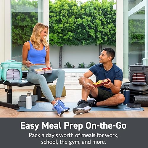 Vista 32 de Bentgo Prep Deluxe - Bolsa aislada para varias comidas, bolsa para lonchera, con capacidad para 5 comidas, aislamiento prémium hasta 8 horas, Verde