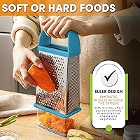 Vista 7 de Spring Chef Professional 10" Parmesan Cheese Grater With Container, Stainless Steel & Soft Grip Handle, 4 Sided Kitchen Cheese Shredder Handheld Box