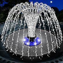 SZMP 3.5W Upgraded Glass Panel Solar Fountain with Auto White LED Night Show, Anti-Drift & Run-Dry Protection, 7 Nozzles Floating Bird Bath Fountain for Garden, Pond, Outdoor Black