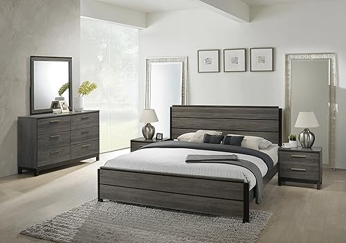 Roundhill Furniture Ioana 187 Antique Grey Finish Wood Bed Room