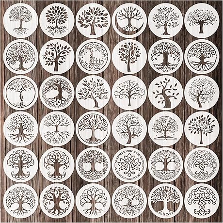 36-Piece Tree of Life Stencil Set: Timeless Family Heritage Unveiled!