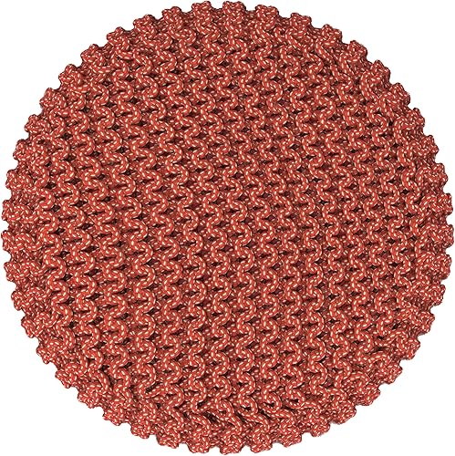 Miniatura 129 de SIMPLIHOME Nisi - Puf redondo de punto para exterior/interior en poliéster PET reciclado gris claro para sala de estar, dormitorio y habitación de