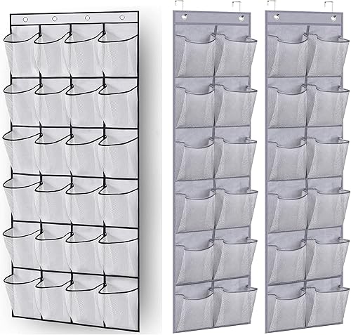 MISSLO Organizador de zapatos para colgar sobre la puerta, 12 bolsillos y 24 bolsillos, color gris esencial para crucero